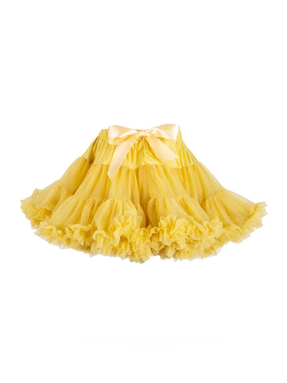 Yellow Ruffled Tulle Pettiskirt with Satin Bow ***Like New*** Girls size 5-12